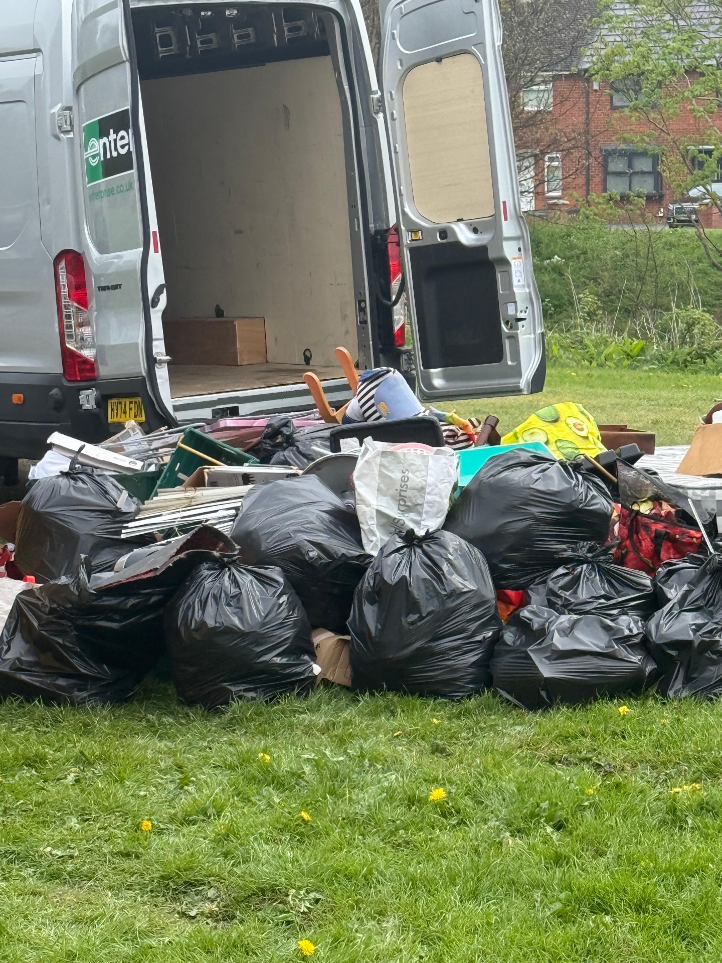 Transit van loaded with cleared waste ready for licensed disposal
